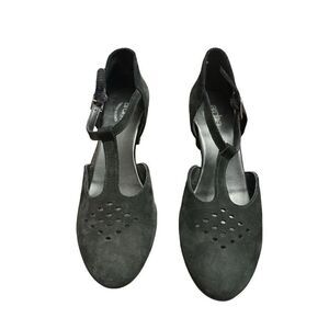 Women's Arche Picto Wedge Heel Sandals Noir Black Suede Leather Size 38 (7.5)